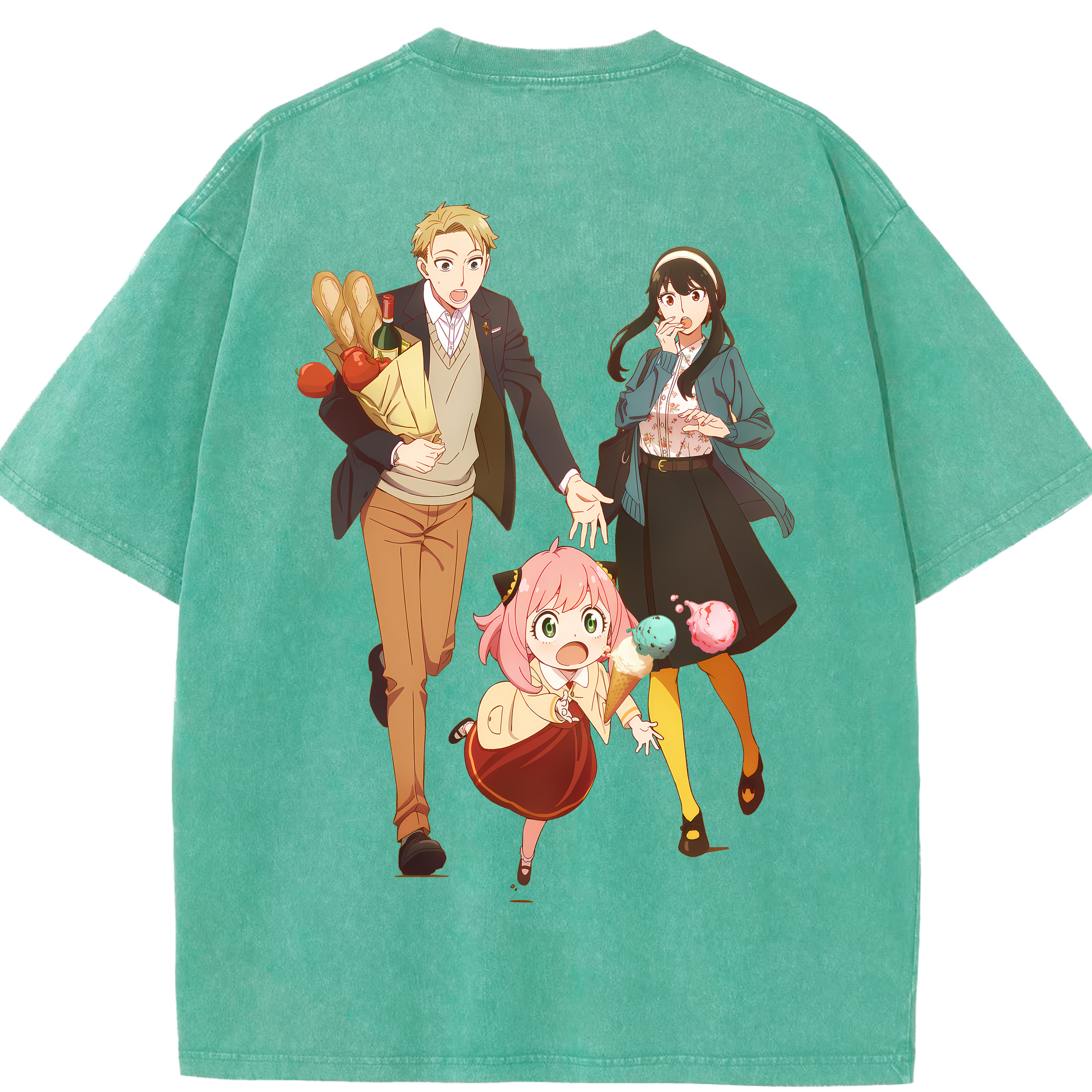 （画像用） SPY×FAMILY间谍家家酒 綿100% ヴィンテージ風 半袖Tシャツ（背面プリント）